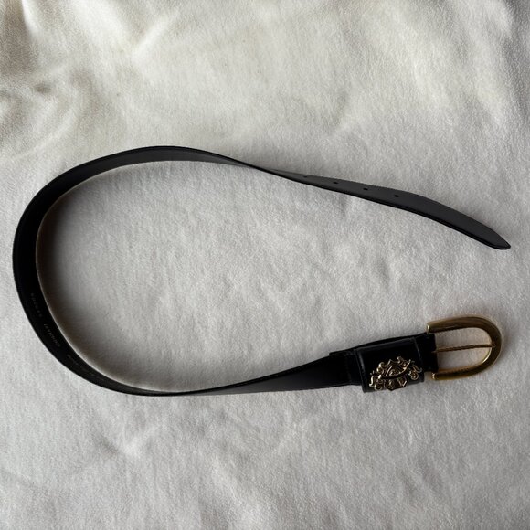 Cipriani Gold Crest Black Leather Belt - Picture 4 of 12